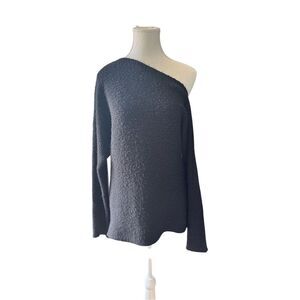 Treasure and Bond Women's Off-the-Shoulder Romantic Black Knit Sweater Size S